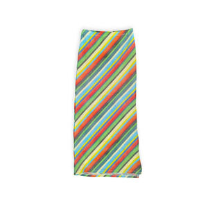 Retro Tilted Candy Stripe Waffle Weave Ankle Skirt with slit